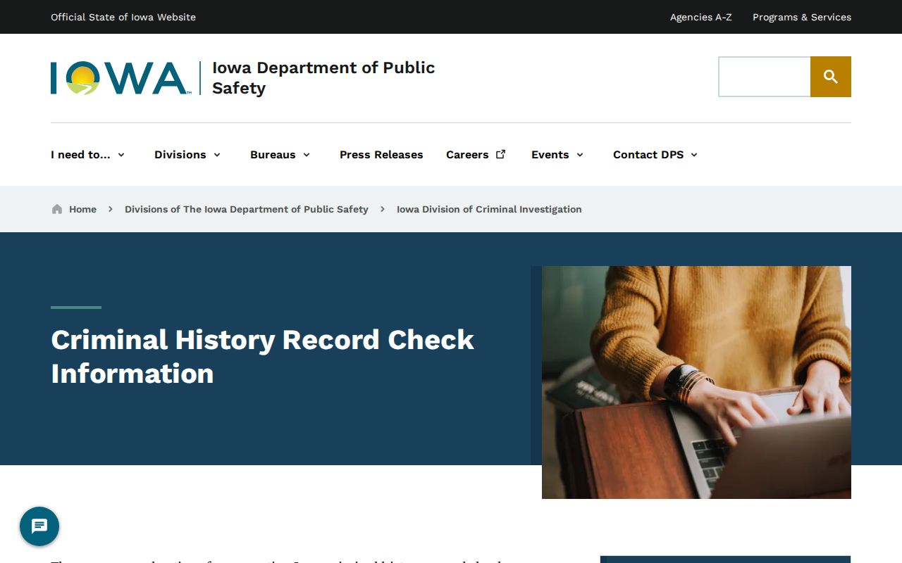 Marshall County criminal history Iowa DCI record check information
