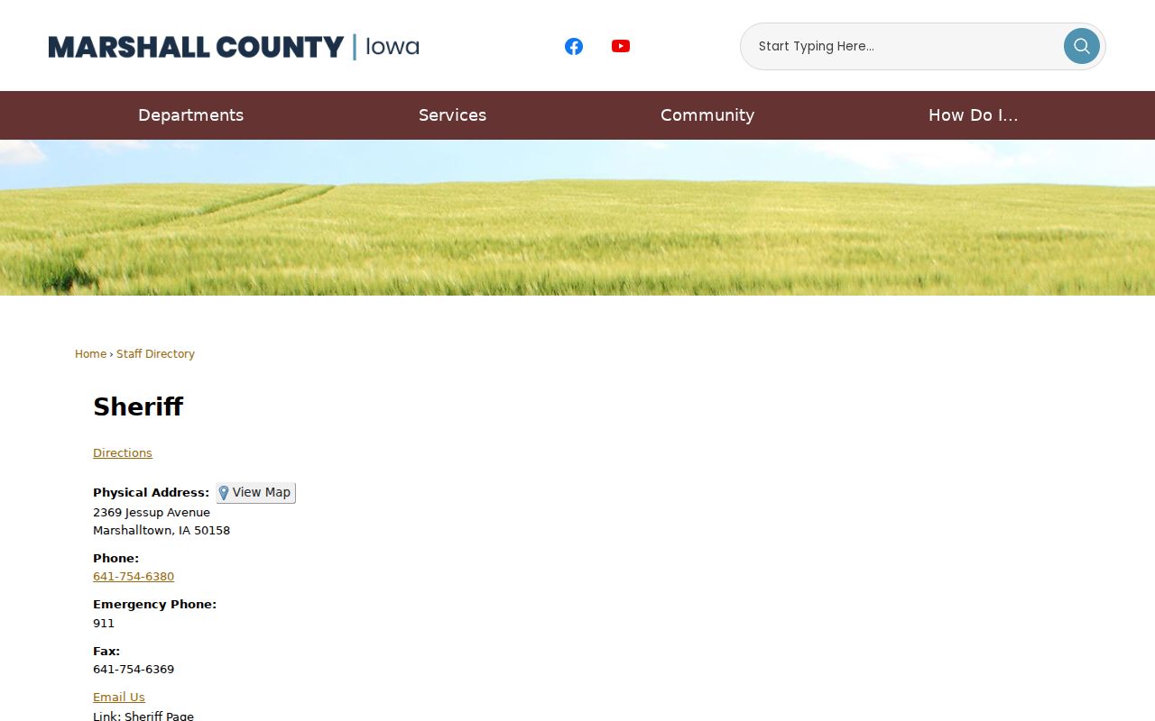 Marshall County criminal history sheriff jail and records directory
