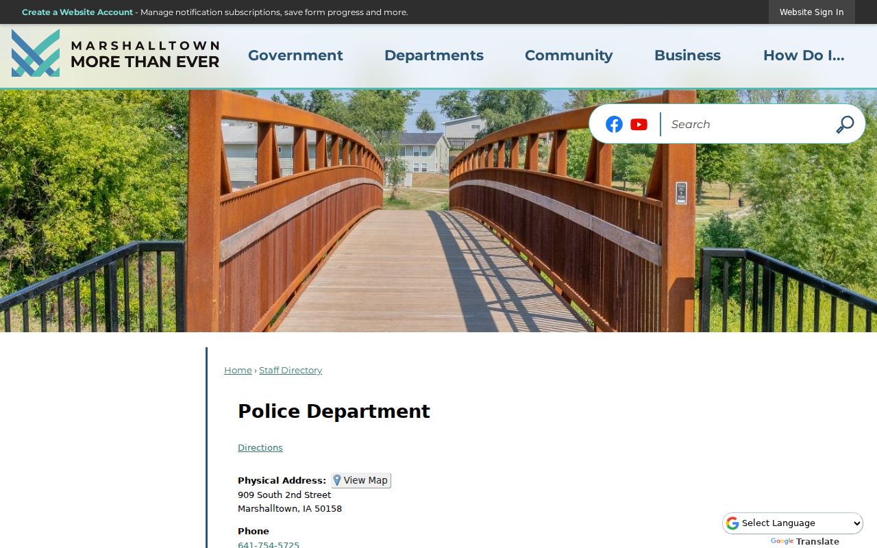 Marshalltown criminal records police department directory